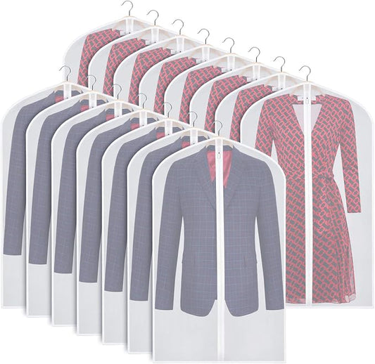 Zilink Clear Garment Bags Suit Bag for Storage 40-inch with Sturdy Zipper Dust-Proof Suit Cover Protector for Suit, Coat, Dress Clothes Cover Storage, Set of 15 by Zilink