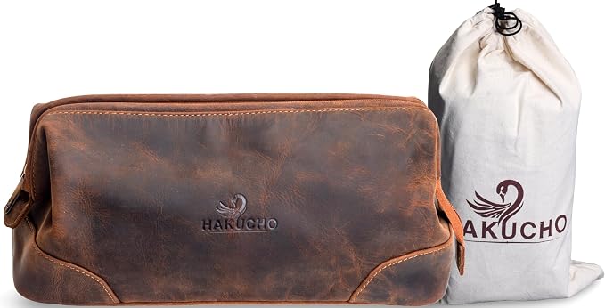 Genuine Leather Toiletry Bag for Travel, Gym, and Daily Use, Grooming Travel Kit, Large Shaving Bag with Waterproof Lining Gift for Men & Women (Tan Brown) - Image 3
