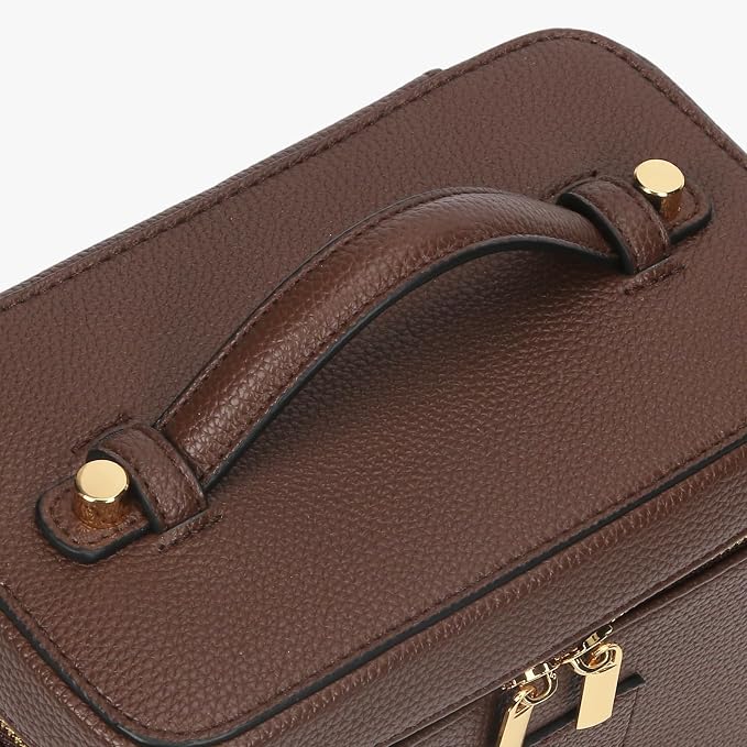 Makeup Bag Vanity Case with Removable Divider Travel Toiletry Bag Portable Cosmetic Bag Makeup Organizer Case (Coffee) - Image 6