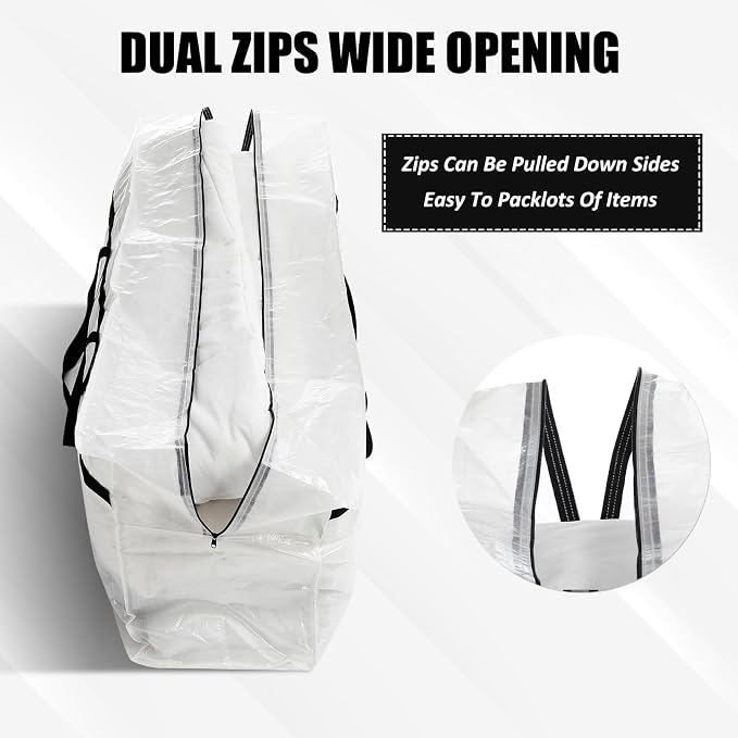 Windyun 4 Pack 69 Gallon Extra Large Moving Bags XXL Heavy Duty Storage Bag with Strong Zipper Handle Jumbo Big Tote Box Foldable for College Dorm Travel Clothes Duffle Blanket Pillow(Transparent) - Image 6