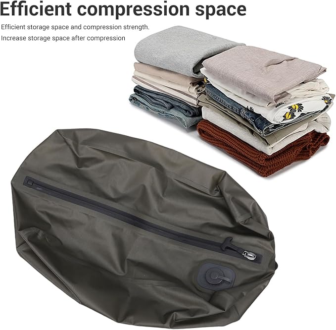 Reusable Travel Vacuum Bags, 20L Automatic Vacuum Compression Bag Built in Pump, Space Saver Seal Packing Cubes for Clothing for Carry On Suitcase and Backpack Luggage (Green Grid) - Image 2