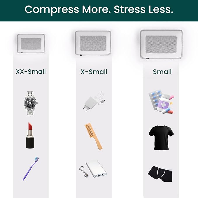 NOBL Travel Compressible Packing Cubes Set, 6 Pieces Travel Packing Organizers, Compression Luggage Cubes for Suitcases & Carry On, Space Saving (XXS, XS, S, M, L, XL) - Ivory - Image 3
