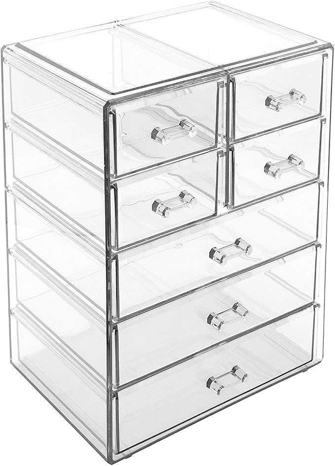 Sorbus Acrylic Makeup Organizer Set, 7-Drawer Vanity & Countertop Cosmetic Storage with Small & Wide Drawers, Clear Makeup Storage for Brushes, Lipsticks, Jewelry – Holiday Gift for Women & Teens - Image 8