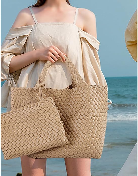JINMANXUE Fashion Woven Bag Shopper Bag Travel Handbags and Purses Women Tote Bag Large Capacity Shoulder Bags - Image 3