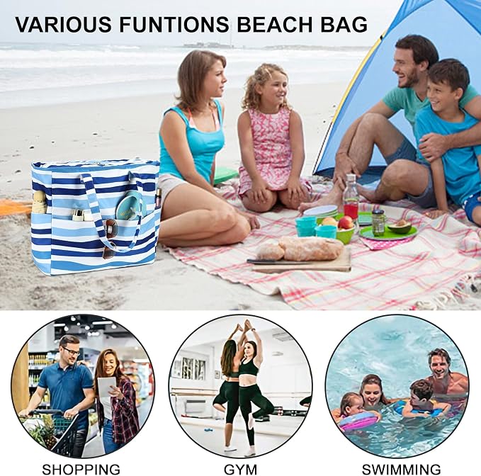 Bluboon Waterproof Beach Tote Pool Bags for Women Ladies Extra Large Carry On Bag With Wet Compartment for Weekender Travel - Image 8