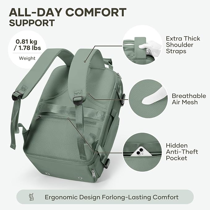 coofay Travel Backpack for Women Men, Carry on Backpack for Airplanes | Personal Item Travel Backpack Carry on Flight Approved,Mochila de Viaje Casual Daypack Backpacks Tsa Approved Hiking Backpack - Image 7