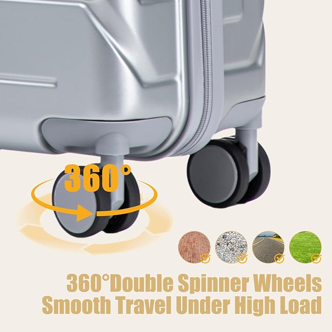 20 Inch ABS Hard Shell Travel Checked Luggage With Combination Lock, Sliver - Image 3