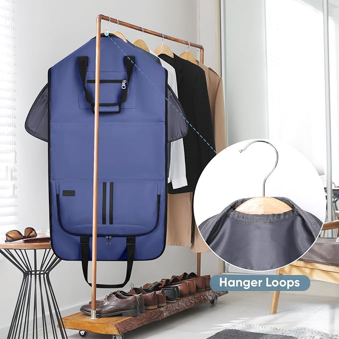 BALEINE Travel Garment Bag, Travel Suit Bag for Men, Water Resistant Carry on Garment Bag for Hanging Clothes, Garment Duffel Bag for Travel Business (Navy-Convertible) - Image 9