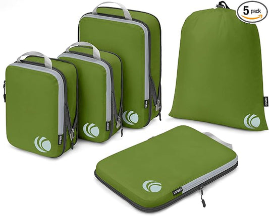 Cipway - 5 Set Compression Packing Cubes for Travel, Ultralight Packing Organizers for Luggage Suitcase & Backpack (Green), L by Cipway