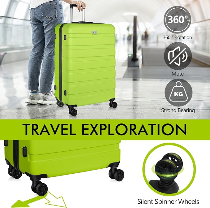 AnyZip Luggage PC ABS Hardside Lightweight Suitcase with 4 Universal Wheels TSA Lock Carry-On 20 Inch Apple Green - Image 3