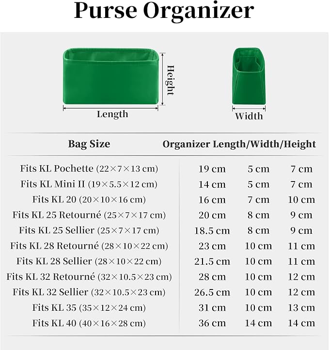 Women's Purse Organizer Insert - Satin & Lightweight Fabric with Inside Pockets, Portable for Commute, Travel, Shopping, and Evening, Multicolor Options, Fits for Kelly 32(Bambou, KL32 Retourné) - Image 9