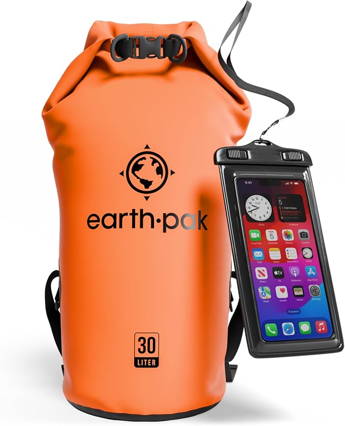 Earth Pak Waterproof Dry Bag - Roll Top Waterproof Backpack Sack Keeps Gear Dry for Kayak with Waterproof Phone Case by earthpak