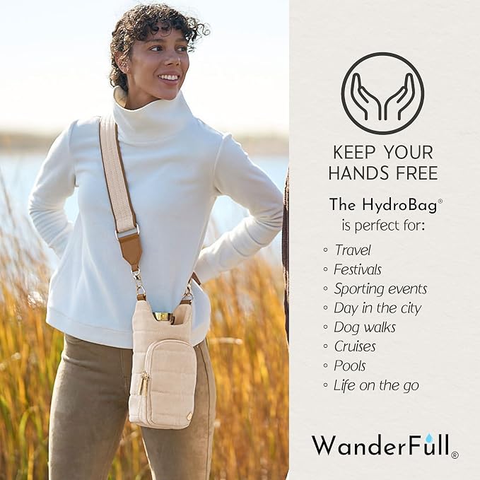 WanderFull® Original HydroBag®, Fits Up to 32 oz Water Bottle Holder with Strap, Gift for Women, Hands-Free Crossbody, Water Bottle Carrier Bag with Phone Pocket - Image 4