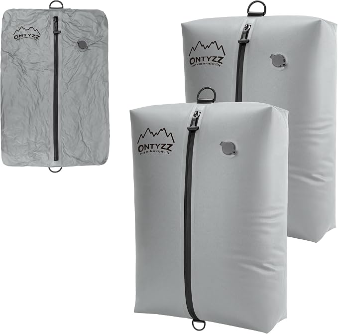 ONTYZZ Travel Vacuum Compression Bags, IPX8 Waterproof Luggage Space Saver Bags, Reusable TPU Vacuum Seal Bags for Travel Clothes Storage, 2 Pack Dark Grey by OTNYZZ