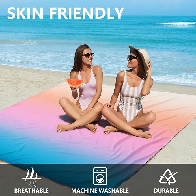 AISPARKY Beach Blanket Waterproof Sandproof Extra Large, Oversized Beach Mat, Quick Drying&Compact&Lightweight, Picnic Blankets Vacation Essentials for Outdoor Beach Camping (108" X 120" (8 Person)) - Image 3