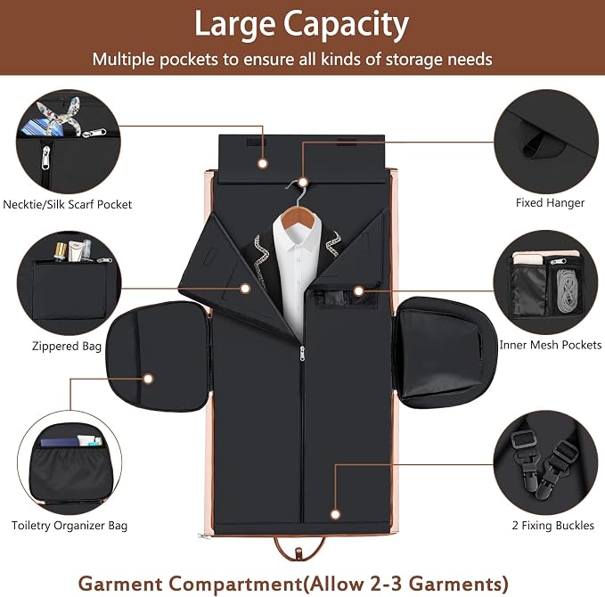 Garment Duffel Bag for Travel - ITIEZY Convertible Carry on Garment Duffel Travel Bag for Women Men Large Weekender Bag with Shoes Pouch 2 in 1 Hanging Suit Travel Duffel Bag 3pcs Set - Image 3