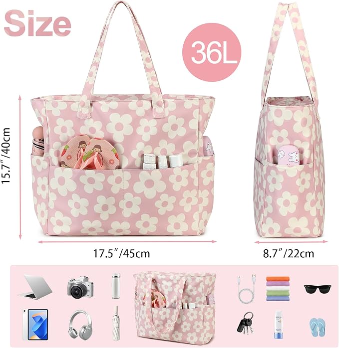 Bluboon Waterproof Beach Tote Pool Bags for Women Ladies Extra Large Carry On Bag With Wet Compartment for Weekender Travel - Image 6