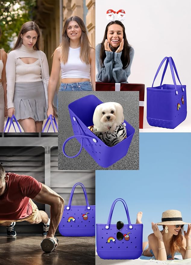 Baonat Beach Bag Rubber Tote Bag - Waterproof Travel Bag for Women Washable Tote Bag Handbag for Sports Beach Market Pool - Image 6