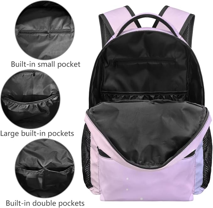 4-Piece Red Panda Girls School Backpack Set Cherry Blossom Bookbag with Insulated Lunch Bag and Pencil Case & Dinosaur Charm, Water Resistant Back to School Supplies - Image 3