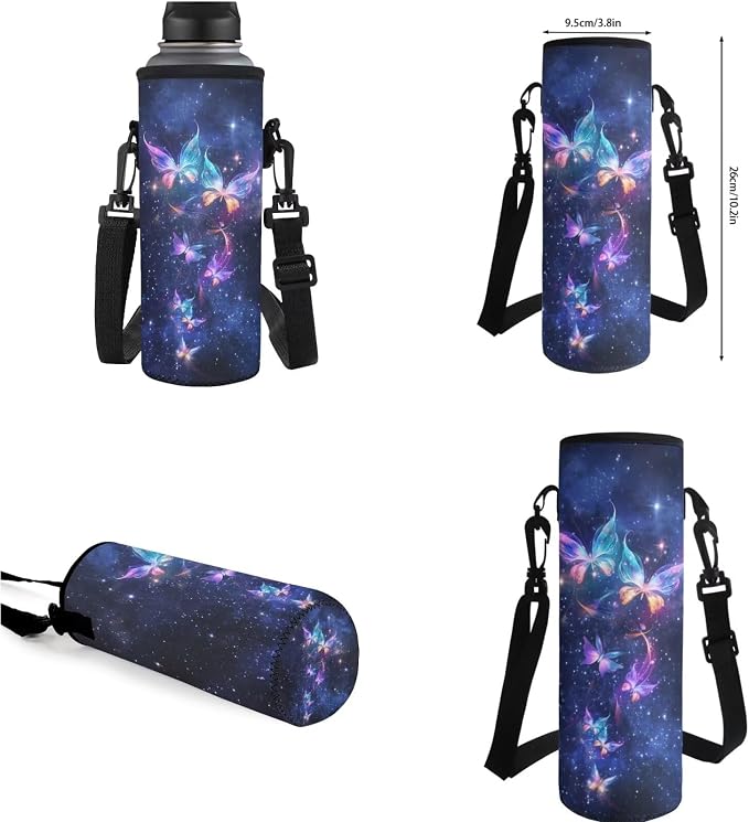 Galaxy Butterfly Backpack for Girls Kids Backpack with Lunch Box Water Bottle Carrier with Strap and Aesthetic Pencil Case 4PCS Set Bookbag with Compartments for School Teens 17" School Bag - Image 7