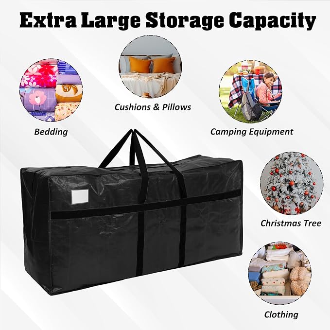 Windyun 4 Pack 177 Gallon Extra Large Moving Bags XXL Heavy Duty Storage Bag with Strong Zipper Handle Jumbo Big Tote Box Foldable for College Dorm Travel Clothes Duffle Blanket Pillow(Black) - Image 4