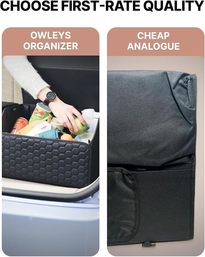 Owleys Cargo Organizer 17.7" - Compact Storage Totes with Lids for SUV, Sedan or Truck - Durable Car Crate for Travel Essentials - Black - Image 9