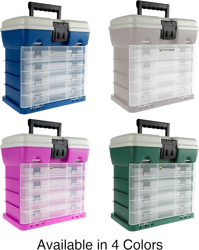 Storage Tool Box Organizer - Utility Box with 4 Drawers and 19 Compartments for Camping Supplies and Fishing Tackle by Wakeman Outdoors - Image 5