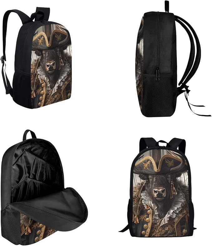 17 Inch Animal Print School Backpack And Lunch Box Set for Kids Lightweight Cool Unique Bison Backpack for Boys Girls Sturdy School Bag with Insulated Lunchbox Pencil Case Student Bookbag - Image 3