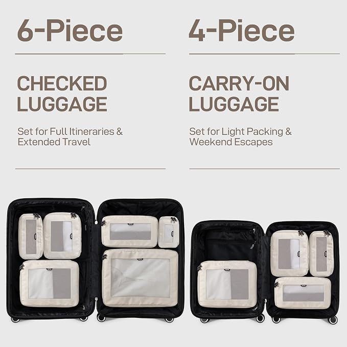EPICKA TripCozy Compression Packing Cubes - 6 Set Durable Travel Organizer Bags with Mesh Top, Expandable Travel Accessories for Carry on, Luggage, Suitcase, Backpack (Beige) - Image 7