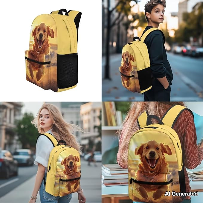Girls Backpacks Ages 8-10 6-8 Cute Golden Retriever Backpacks for Boys with Lunch Box 4 Piece School Bag Set 17 inch Kids Bookbag with Adjustable Starps Teens Back Pack Daypack - Image 4