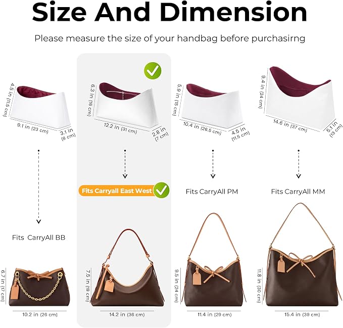 Handbag Organizer Insert for LV Carryall East West, Custom Fit Inside Premium Prunoir Lightweight WaterResistant Purse Insert with Cup Holder Accessories with Zipper - Image 2