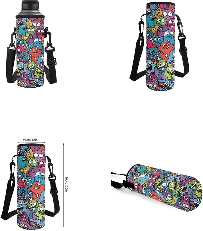 Monster Backpack for Kids Boys Backpack with Lunch Box Water Bottle Carrier with Strap and Cute Pencil Case 4PCS Bookbag with Front Pocket for School 17" Large School Bag for Elementary Girls - Image 6
