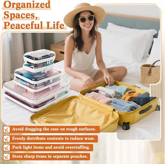 6Pcs Clear Hard Shell Zipper Case Set Travel Organizer, Hard Plastic Zipper Pouches White Storage for Makeup, Toiletry, Office Supplies & Kids Toys - Image 8