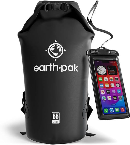 Earth Pak Waterproof Dry Bag - Roll Top Waterproof Backpack Sack Keeps Gear Dry for Kayak with Waterproof Phone Case by earthpak