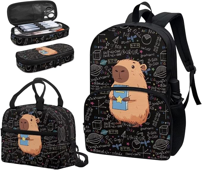 Capibala Math Backpack for Boys Bookbag Lunch Box Set with Pencil Case 3 In 1 Kids Elementary School Bags Daypack Travel Bagpack - Image 6