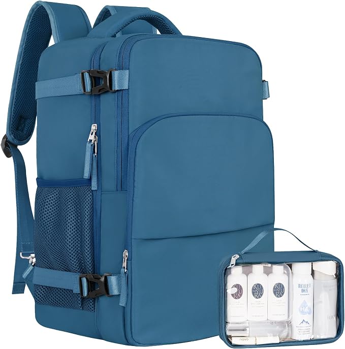 Sinaliy Travel Backpack for Men Women, Airline Approved Personal Item Bag | Waterproof 16 Inch Laptop Backpack for Work, College, Weekend, Business, Travel Bag with Wet Pocket, Deep Blue by Sinaliy