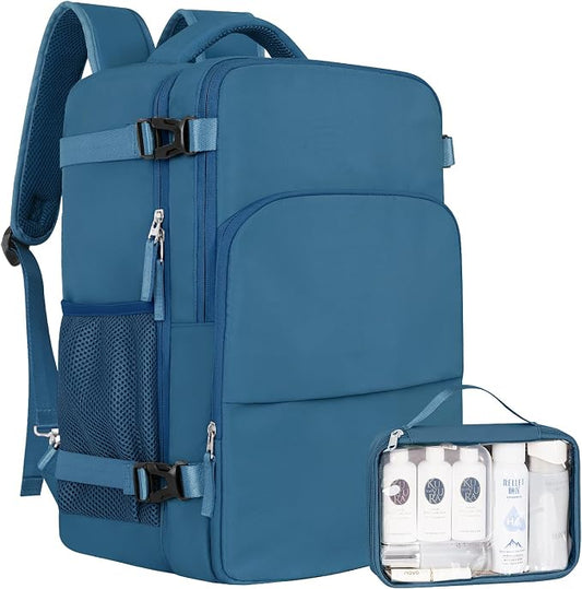Sinaliy Travel Backpack for Men Women, Airline Approved Personal Item Bag | Waterproof 16 Inch Laptop Backpack for Work, College, Weekend, Business, Travel Bag with Wet Pocket, Deep Blue by Sinaliy