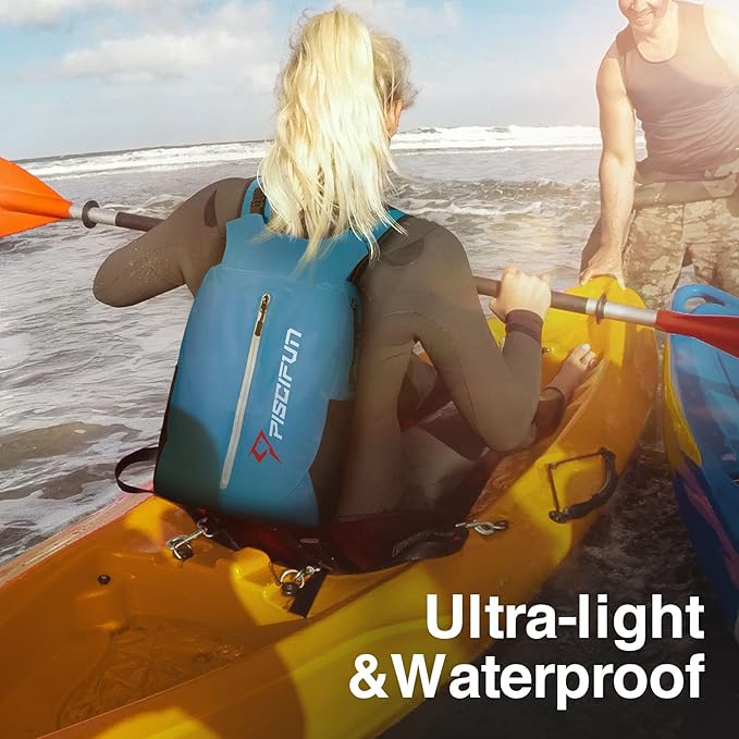 Piscifun Dry Bag Waterproof, Lightweight Dry Backpack Roll-Top Sealed with Waist Pouch and Phone Case Keeps Gear Dry Inside for Kayaking, Boating - Image 6