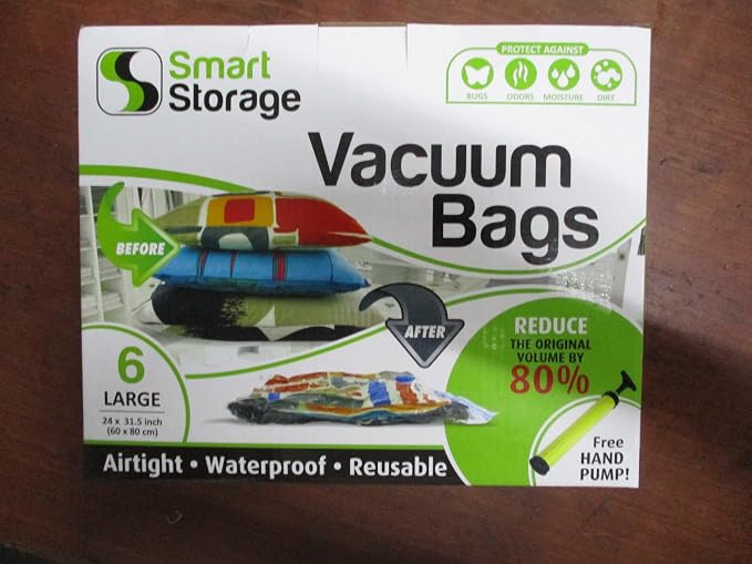 Large Vacuum Storage Bags 6 Pack with Hand Pump, 24x31.5 Inch Space Saver Bags for Clothes Comforters Blankets Pillows Bedding, Airtight Compression Bags for Travel Luggage and Under Bed Storage - Image 2