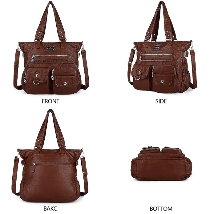 Angelkiss Purses Handbags for Women PU Tote Satchel Bags for Women Pockets Shoulder Bags… | PU - Image 5