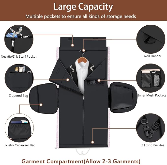 Garment Duffel Bag for Travel - ITIEZY Convertible Carry on Garment Duffel Travel Bag for Women Men Large Weekender Bag with Shoes Pouch 2 in 1 Hanging Suit Travel Duffel Bag 3pcs Set - Image 3