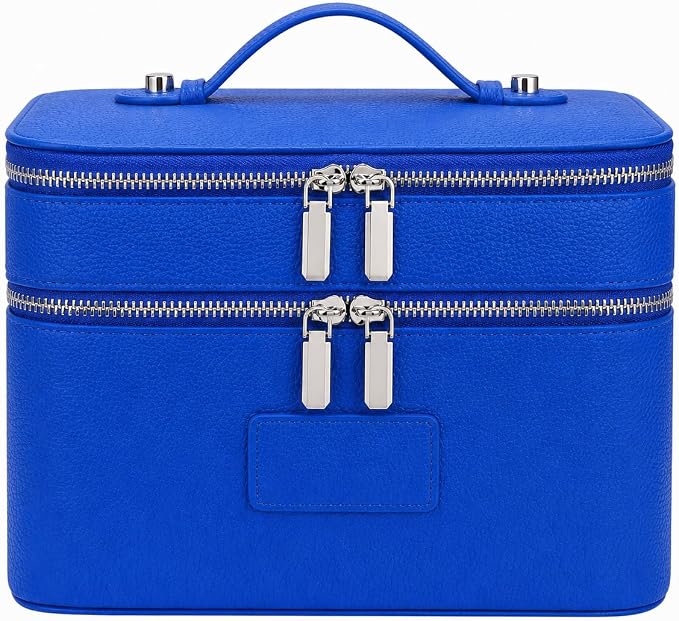 Makeup Case,Leather Double Layer Makeup Bag Duo,Large Portable Travel Toiletry Case Cosmetic Organizer for Women by idoltimes