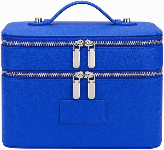 Makeup Case,Leather Double Layer Makeup Bag Duo,Large Portable Travel Toiletry Case Cosmetic Organizer for Women by idoltimes