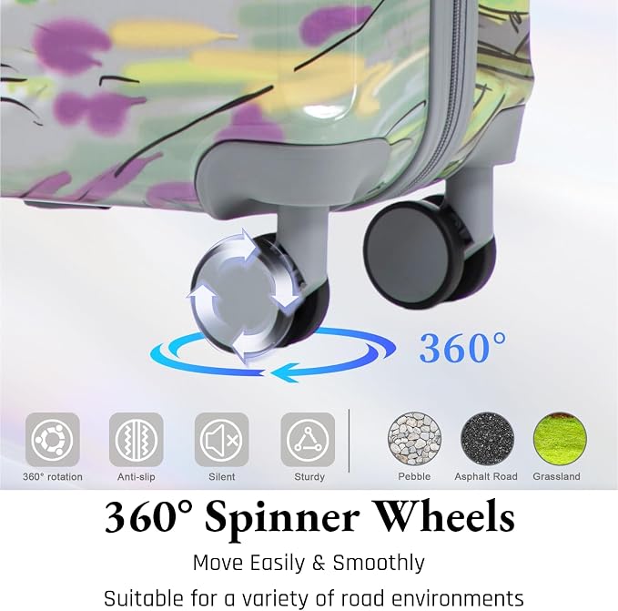 3-Piece Luggage Set 20/24/28’’ Hard-shell with 360° Spinner Wheels, Gradient Color Suitcase with Combination Lock, Lightweight PC Material, (Stamp) - Image 3