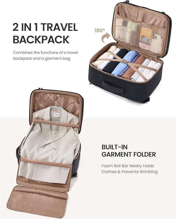 LOVEVOOK Travel Backpack for Women Men with Garment Bag, 50L Carry on Backpack as TSA Personal Item Flight Approved, Luggage Daypack Fits 17.3" Laptop, Overnight Business Weekender Travel Essential - Image 3