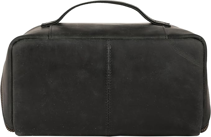 KomalC Luxury Leather Men’s Toiletry Travel Bag – Handmade Shaving Kit with Waterproof Interior, Spacious Storage & Carry Handle – leather travel Kit Bag for Men & Women (Black) - Image 6