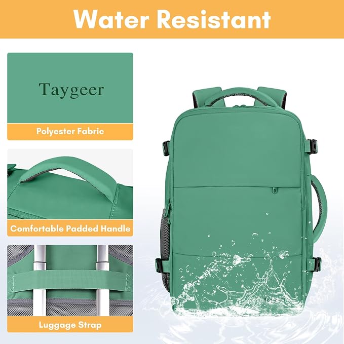 Taygeer Travel Backpack for College Woman, Backpack for 15.6 inch Laptop | Lightweight TSA Friendly Bag for Women with Water Bottle Holder, Back Pack Carry On Luggage for friend Gym Sport,Green - Image 7