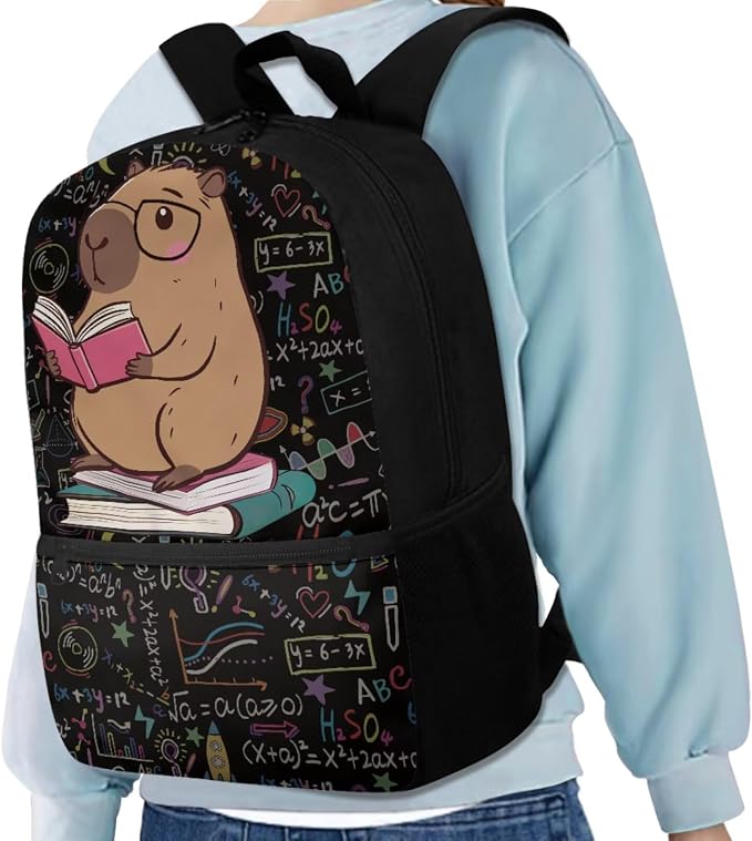 Black Capybara Children School Backpack Boys Girls Bookbags Set Laptop Backpack Kids Lunch Tote Bag Pencil Case Set 3 in 1 - Image 5