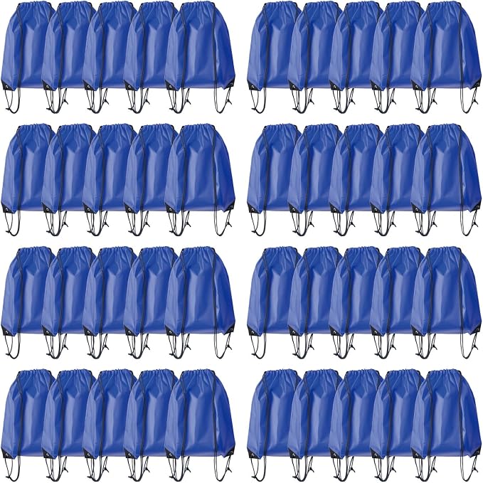 Drawstring Backpack Bulk 40Pcs Draw String Backpack Bags DIY Gym Sports Traveling Yoga Cinch Bag Sackpack Drawstring (royal blue bluenoye) by Unknown