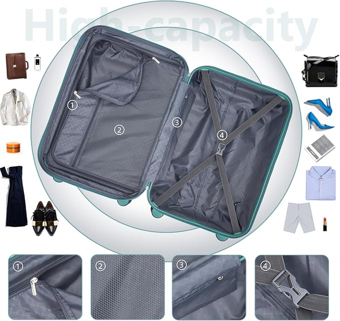 Misty Blue 6 Piece Luggage Set Hard Shell - Expandable Suitcases with Spinner Wheels and Duffel Bags for Family Travel, Durable Carry On Luggage Sets with Lock for Women and Men - Image 7
